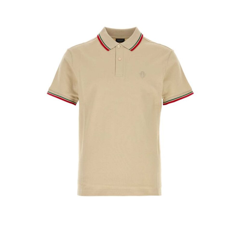 Gucci Men Beige Stretch Piquet Polo Shirt